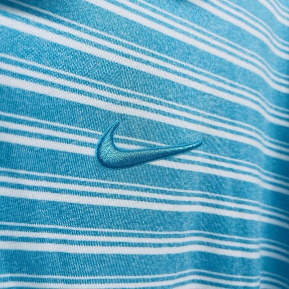 Nike Golf Dri Fit Polo Shirt Size 2XL Men’s Striped Blue Logo Short Sleeve New - Picture 5 of 9